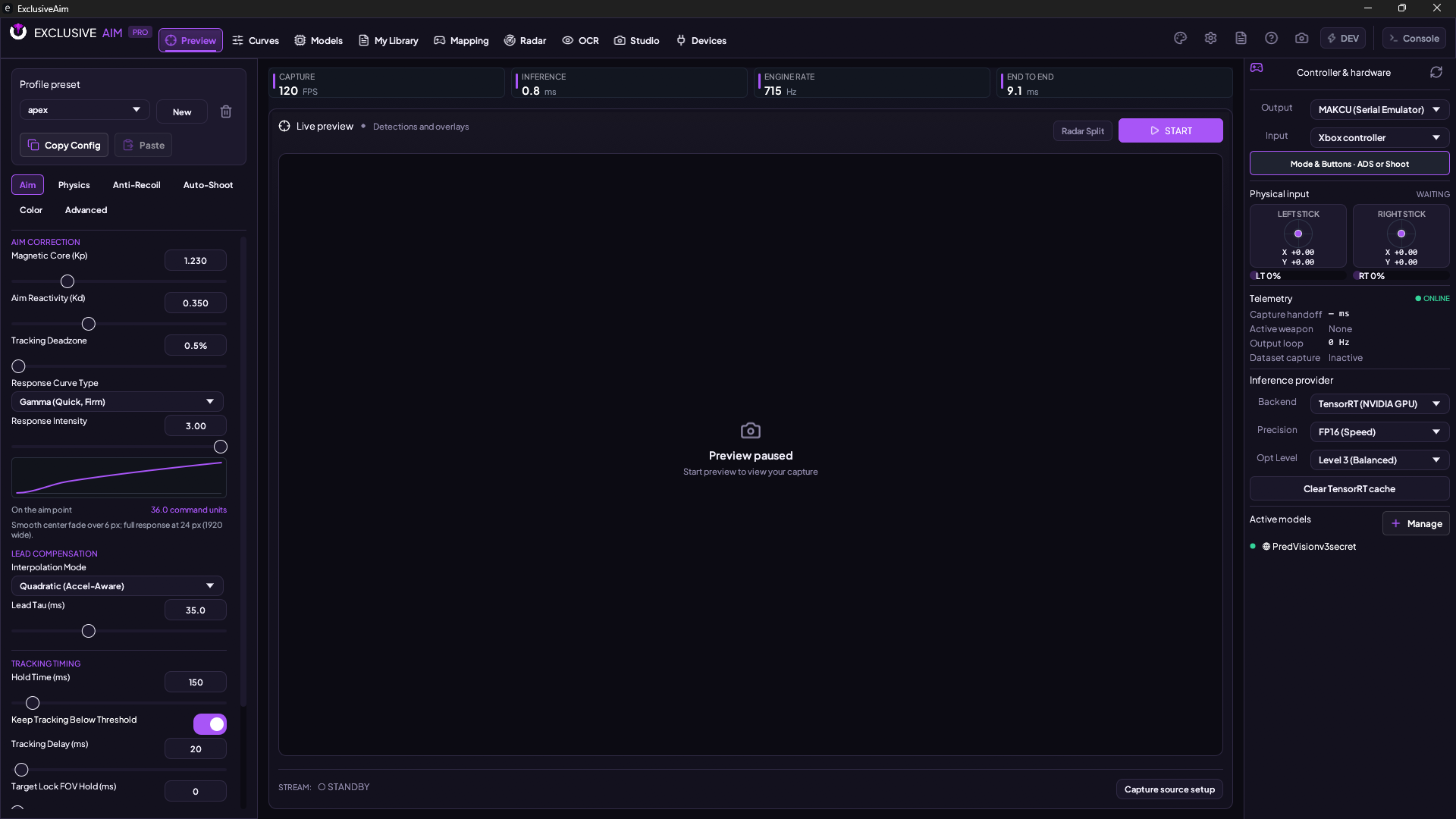 ExclusiveAim tracking interface